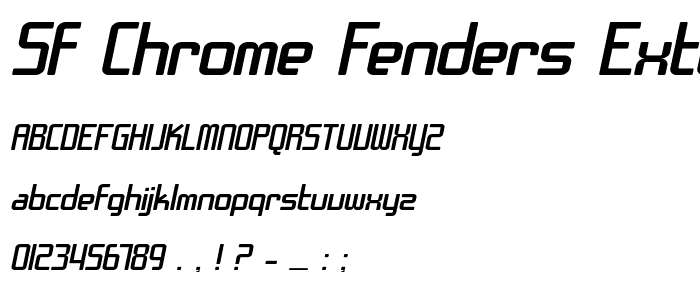SF Chrome Fenders Extended Oblique font